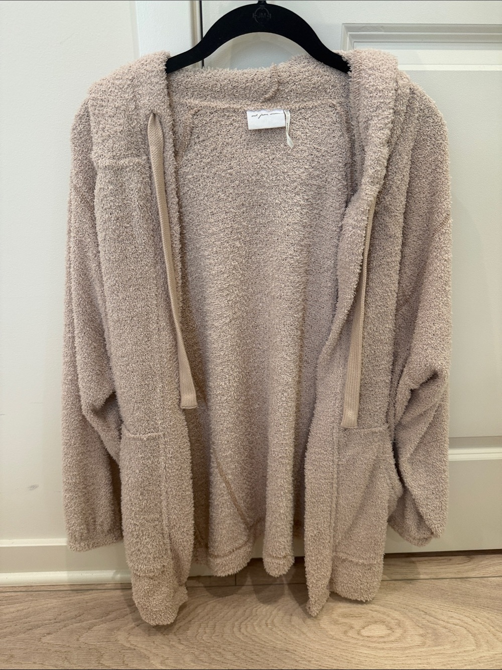 Urban Outfitters Plush Hooded Cardigan - Taupe